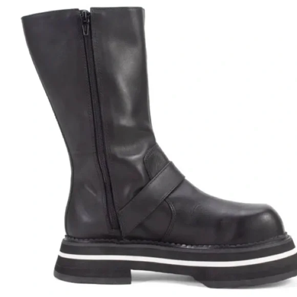 John Fluevog FV2 Boots, Size 10 black knee high chunky - Picture 4 of 12